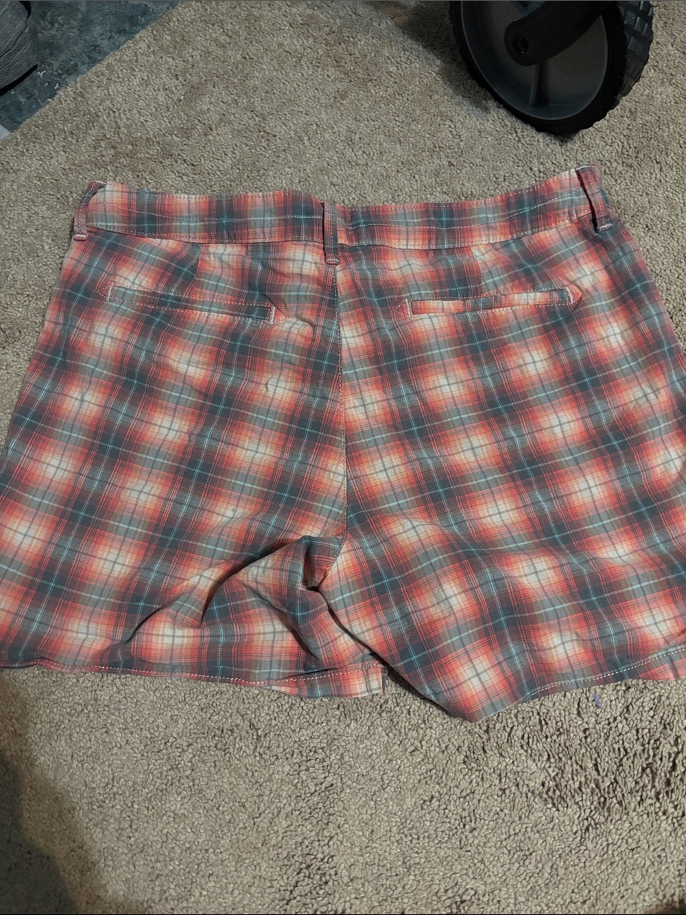 Lee Plaid Women’s Shorts in Coral and Teal